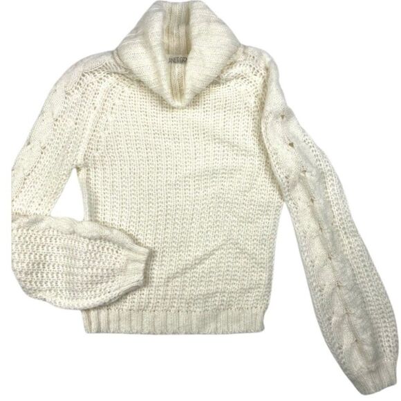 Planet Gold Cowl Neck Sweater Top Women's SMALL Ivory White Open Knit Soft NEW - Picture 5 of 9